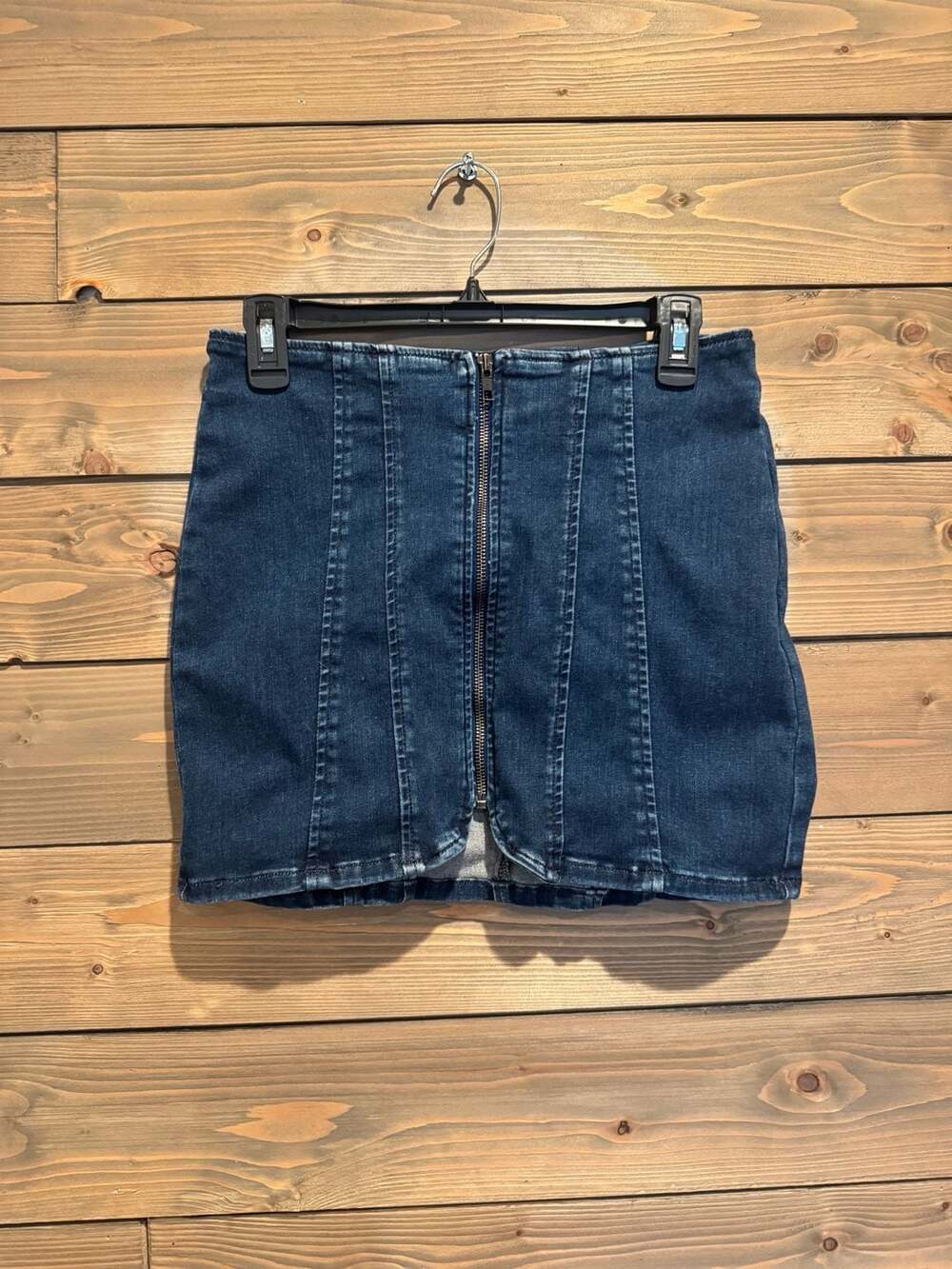 We The Free Free People Layla Zip-Front Denim Mini Skirt Sz 2
